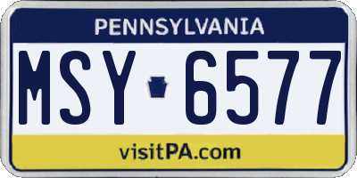 PA license plate MSY6577