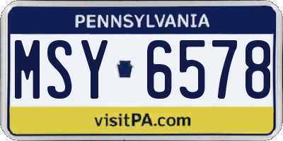 PA license plate MSY6578