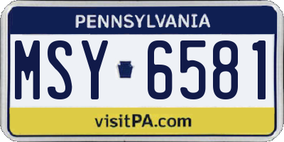 PA license plate MSY6581