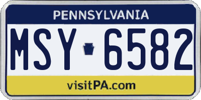 PA license plate MSY6582