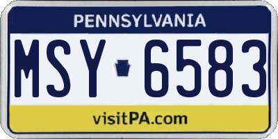 PA license plate MSY6583