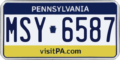 PA license plate MSY6587