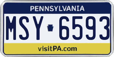 PA license plate MSY6593