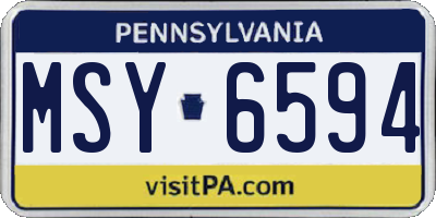 PA license plate MSY6594
