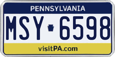 PA license plate MSY6598