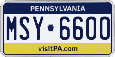PA license plate MSY6600