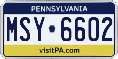 PA license plate MSY6602