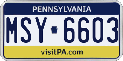 PA license plate MSY6603
