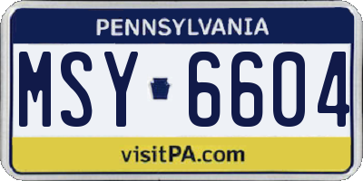 PA license plate MSY6604