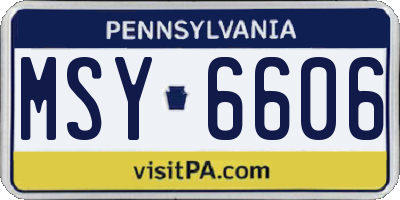 PA license plate MSY6606