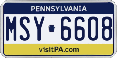 PA license plate MSY6608