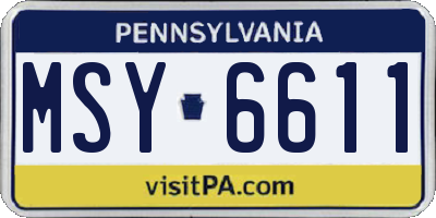 PA license plate MSY6611