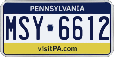 PA license plate MSY6612