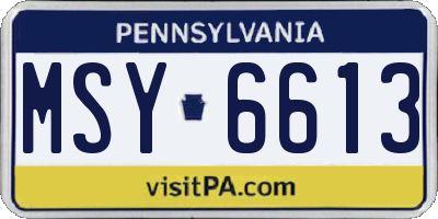 PA license plate MSY6613