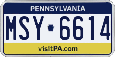 PA license plate MSY6614