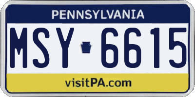 PA license plate MSY6615