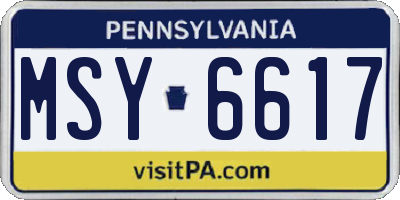 PA license plate MSY6617