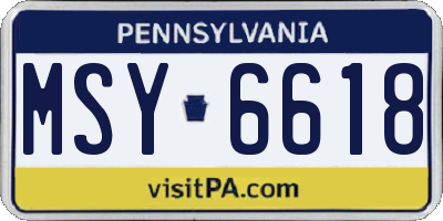 PA license plate MSY6618