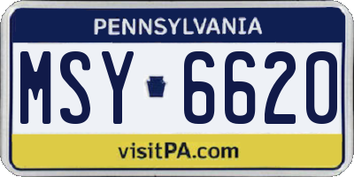 PA license plate MSY6620
