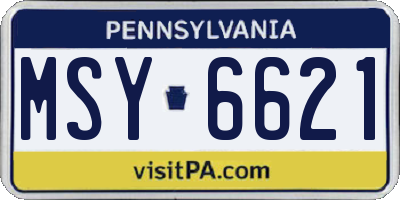 PA license plate MSY6621