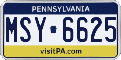 PA license plate MSY6625