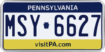 PA license plate MSY6627