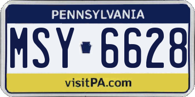 PA license plate MSY6628