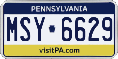 PA license plate MSY6629