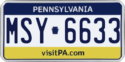 PA license plate MSY6633