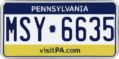 PA license plate MSY6635