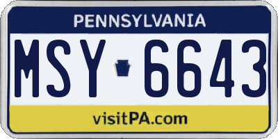 PA license plate MSY6643