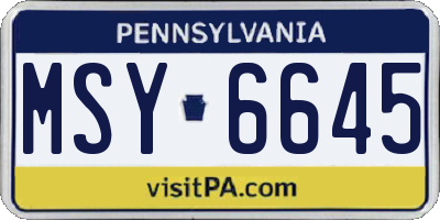 PA license plate MSY6645