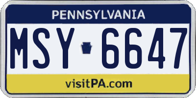 PA license plate MSY6647