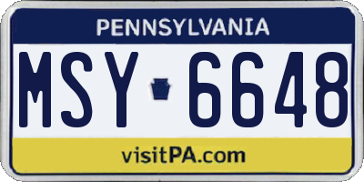 PA license plate MSY6648