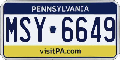 PA license plate MSY6649