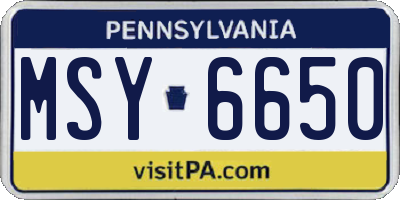 PA license plate MSY6650
