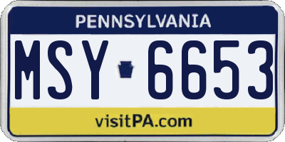 PA license plate MSY6653