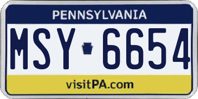 PA license plate MSY6654