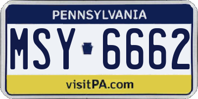 PA license plate MSY6662