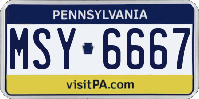 PA license plate MSY6667