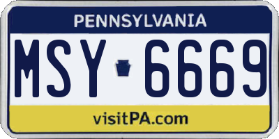 PA license plate MSY6669