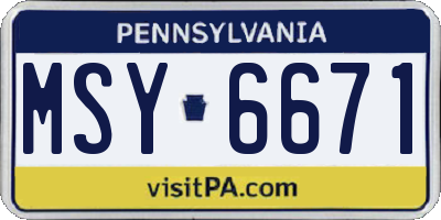 PA license plate MSY6671