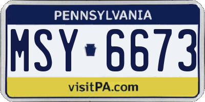 PA license plate MSY6673