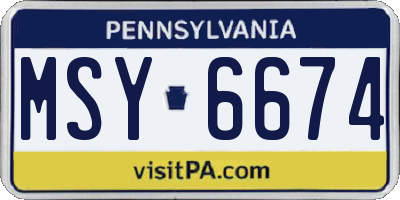 PA license plate MSY6674