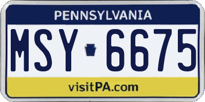 PA license plate MSY6675
