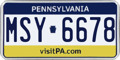 PA license plate MSY6678