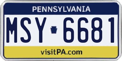 PA license plate MSY6681