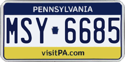PA license plate MSY6685