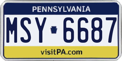 PA license plate MSY6687