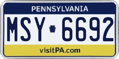 PA license plate MSY6692